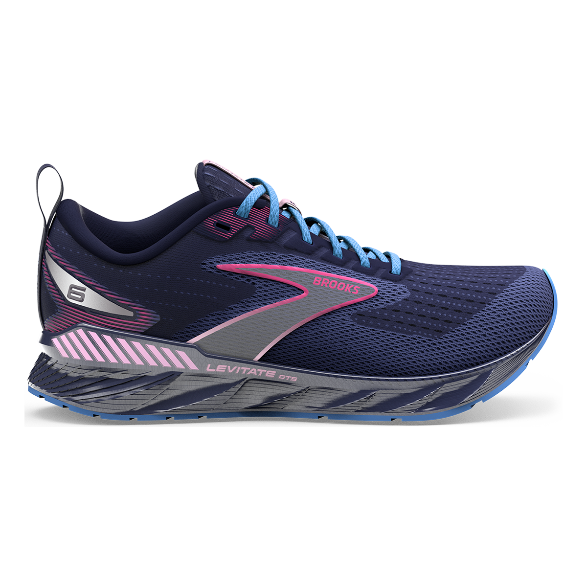 Brooks Levitate GTS 6 — Black - Blackened Pearl - White — Size B — Width 7.5 — Top View