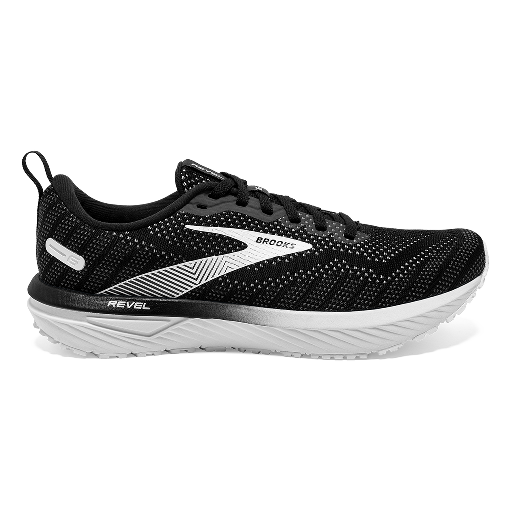 Brooks Revel 6 — Black - Blackened Pearl - White — Size B — Width 7 — Front View