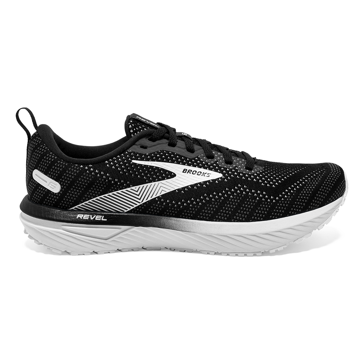 Brooks Revel 6 — Black - Blackened Pearl - White — Size B — Width 7 — Front View