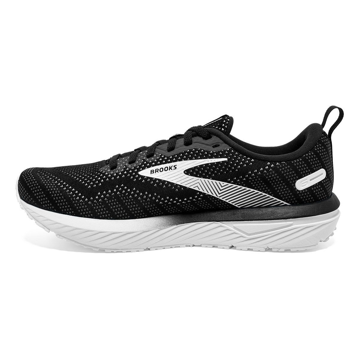 Brooks Revel 6 — Black - Blackened Pearl - White — Size B — Width 7 — Side View