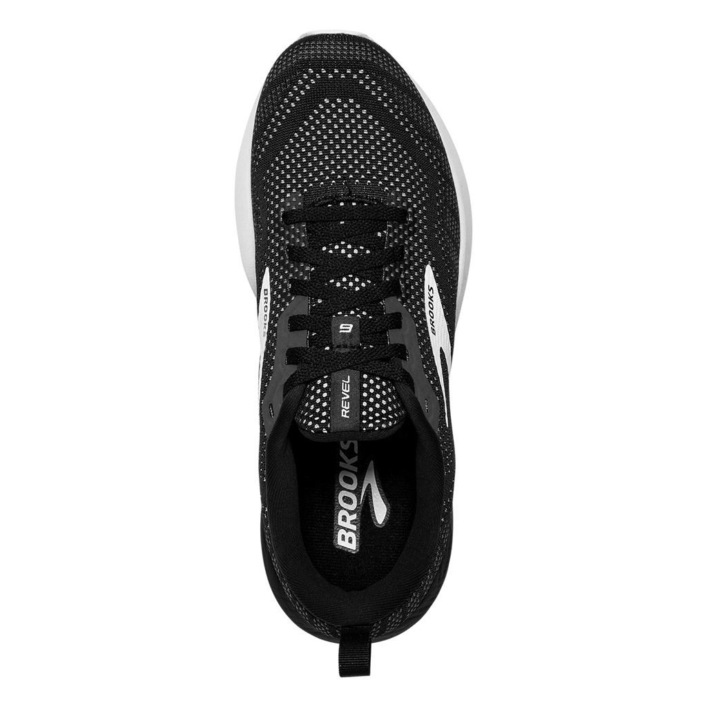 Brooks Revel 6 — Black - Blackened Pearl - White — Size B — Width 7 — Back View