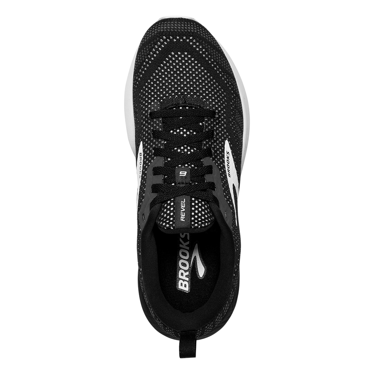 Brooks Revel 6 — Black - Blackened Pearl - White — Size B — Width 7 — Back View