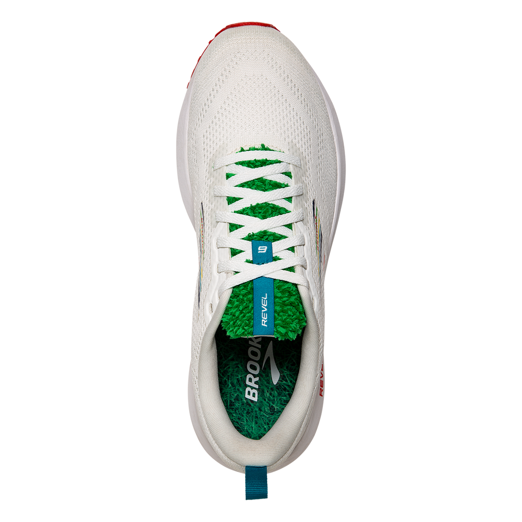 Brooks Revel 6 Run Summer — White - Green - Red — Size B — Width 6.5 — Back View