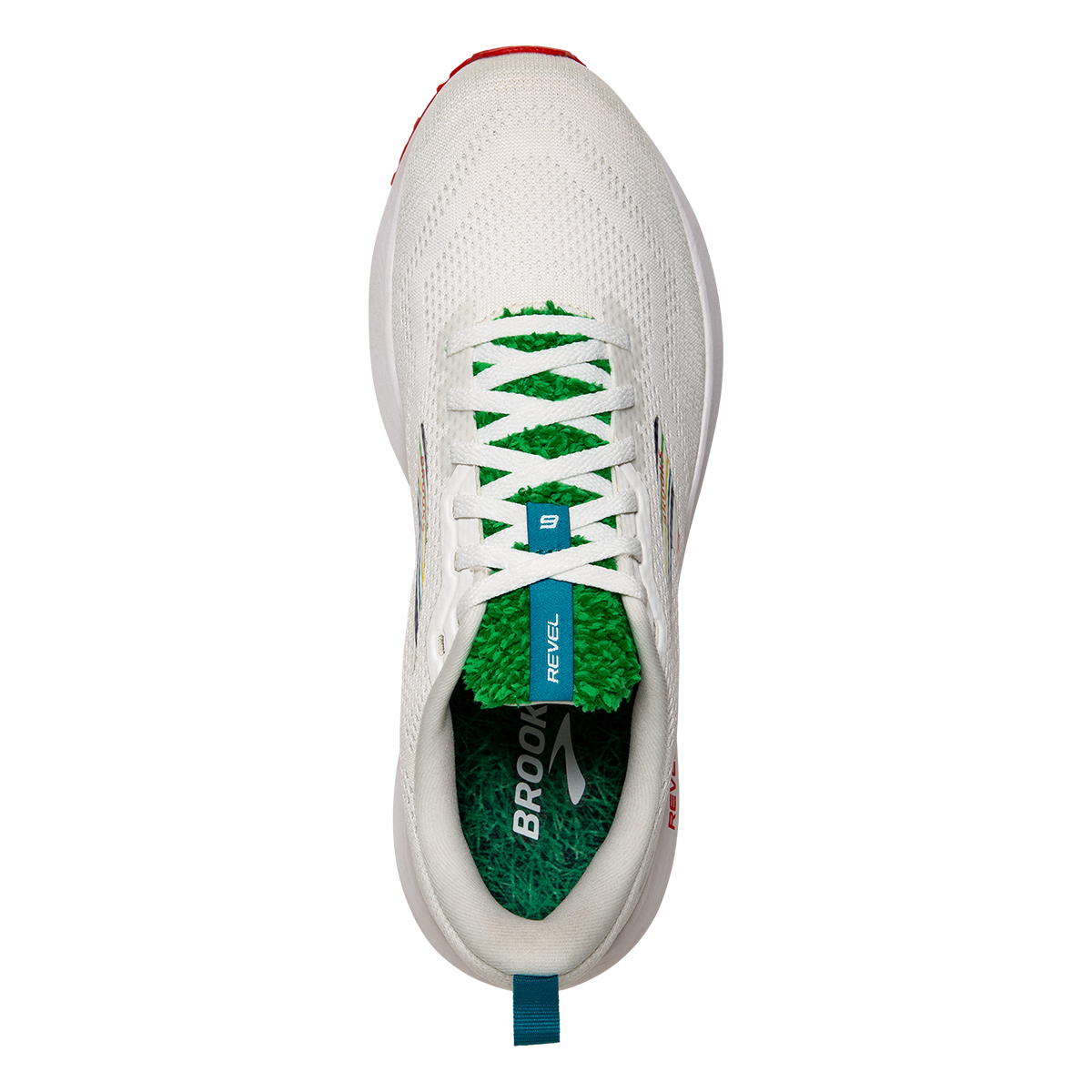 Brooks Revel 6 Run Summer — White - Green - Red — Size B — Width 6.5 — Back View