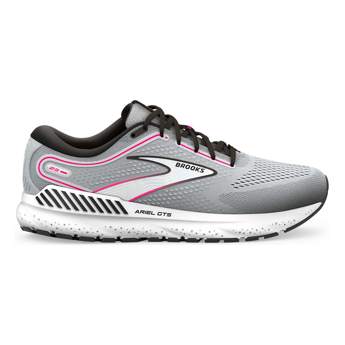 Brooks Ariel GTS 23 — Black - Grey - White — Size B — Width 6 — Detail View
