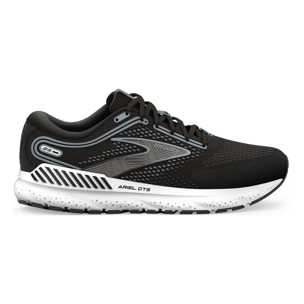 Brooks Ariel GTS 23 — Black - Grey - White — Size B — Width 6 — Front View