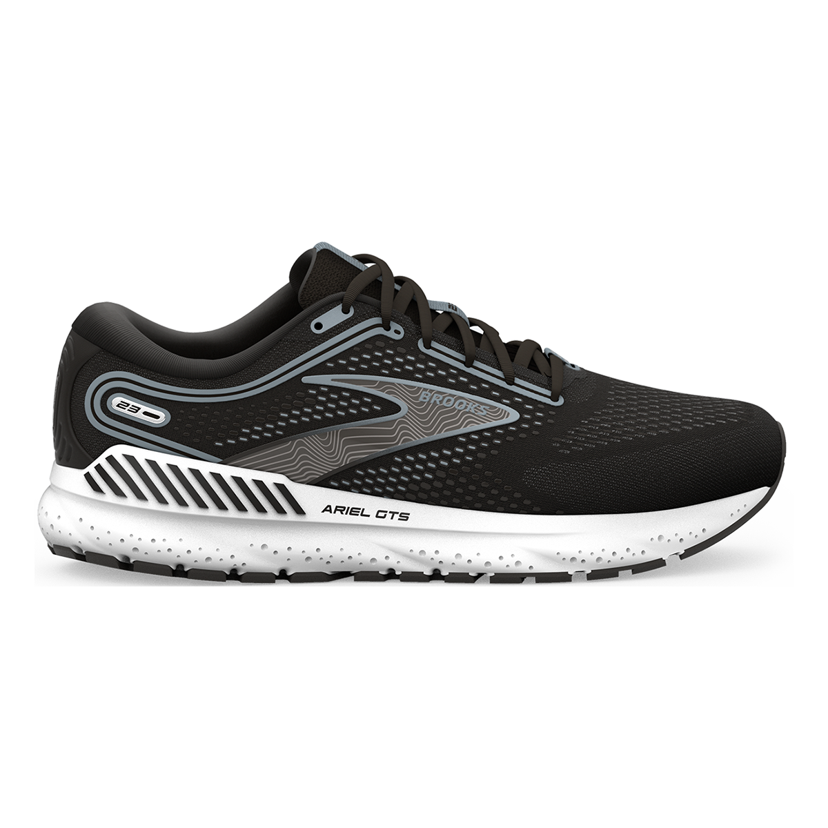Brooks Ariel GTS 23 — Black - Grey - White — Size B — Width 6 — Front View
