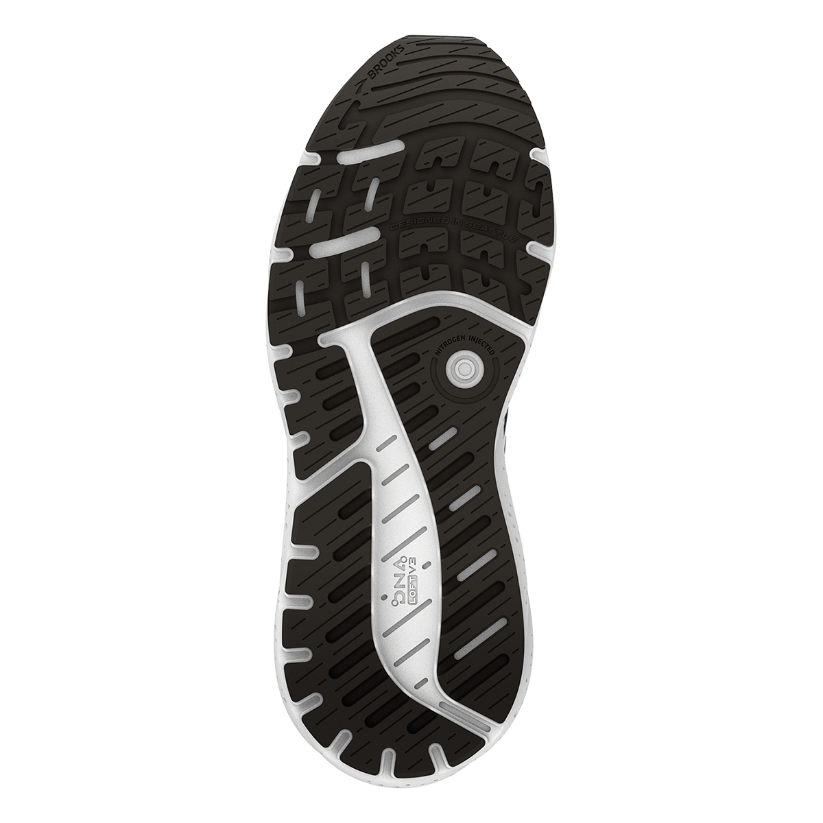 Brooks Ariel GTS 23 — Black - Grey - White — Size B — Width 6 — Top View