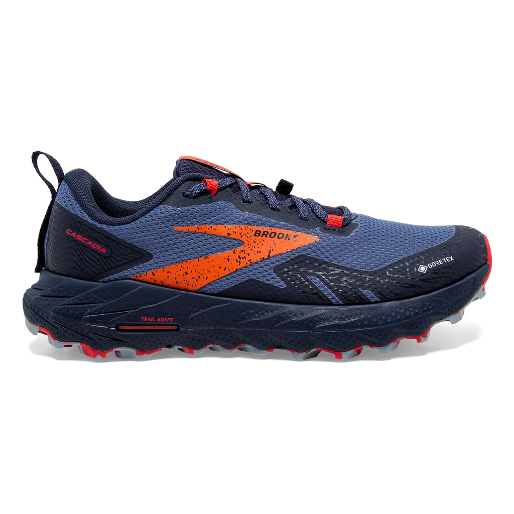 Brooks Cascadia 17 GTX — Navy - Bittersweet - Peacoat — Size B — Width 8 — Front View