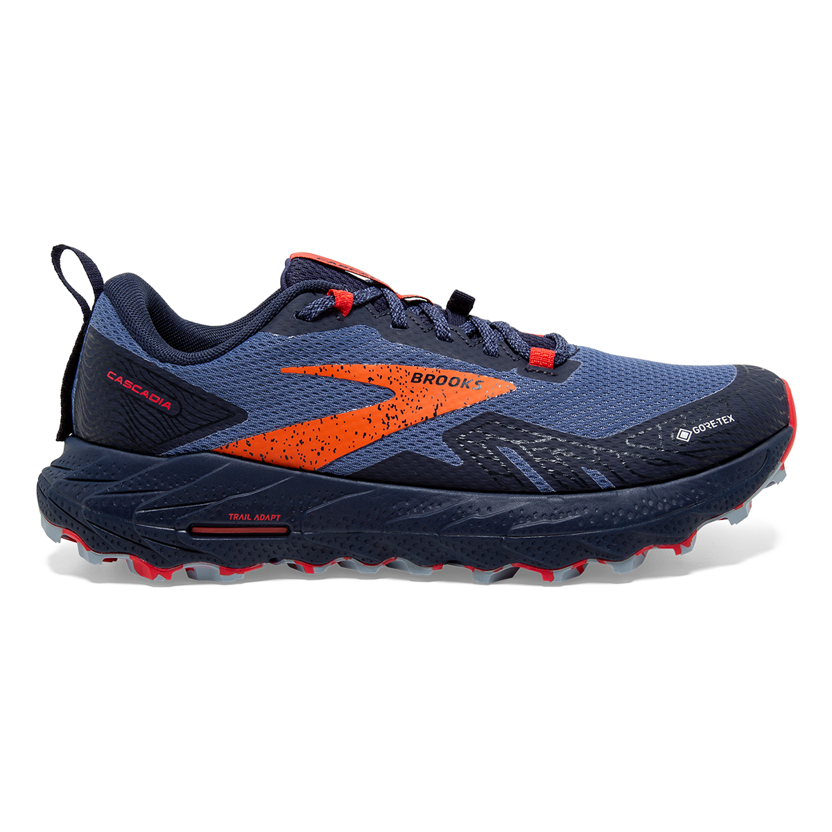Brooks Cascadia 17 GTX — Navy - Bittersweet - Peacoat — Size B — Width 8 — Front View