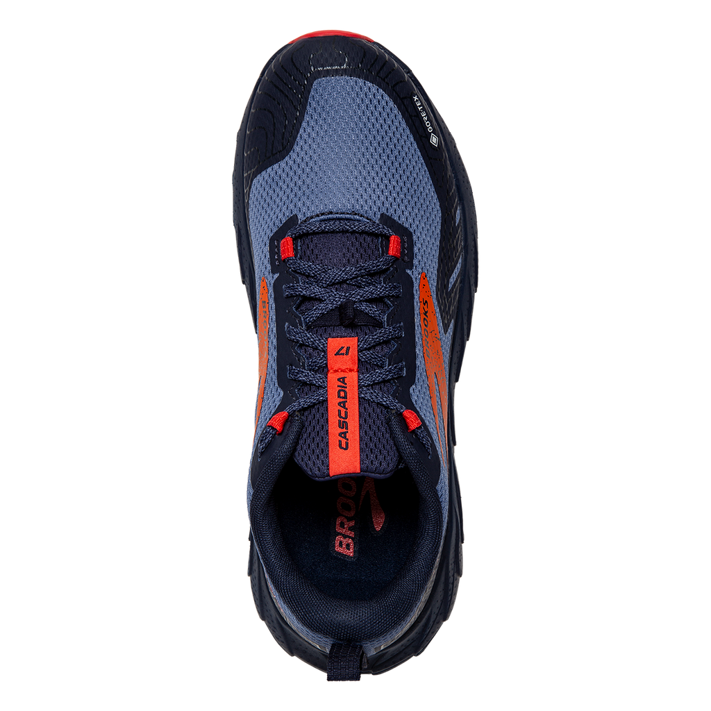 Brooks Cascadia 17 GTX — Navy - Bittersweet - Peacoat — Size B — Width 8 — Back View