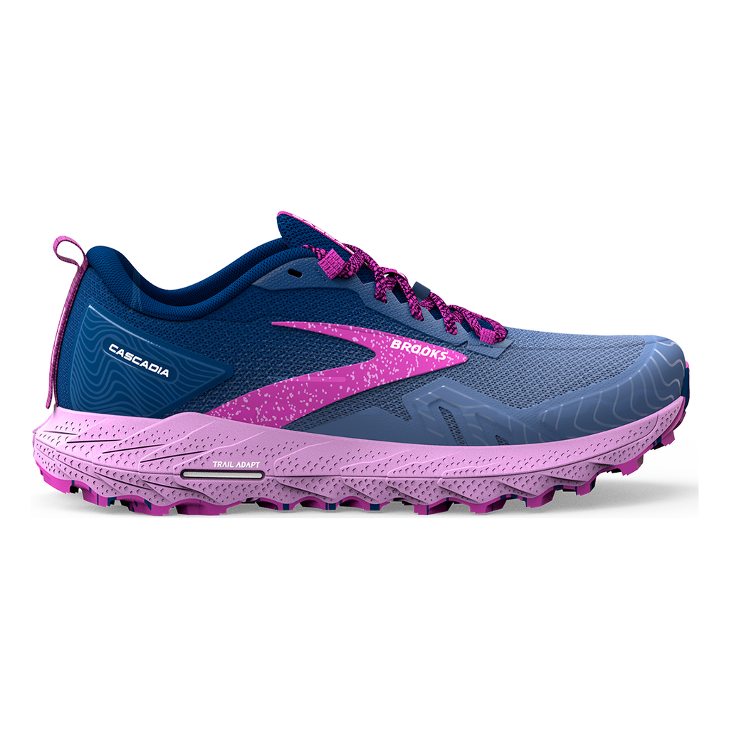 Brooks Cascadia 17 — Navy - Purple - Violet — Size B — Width 8 — Front View