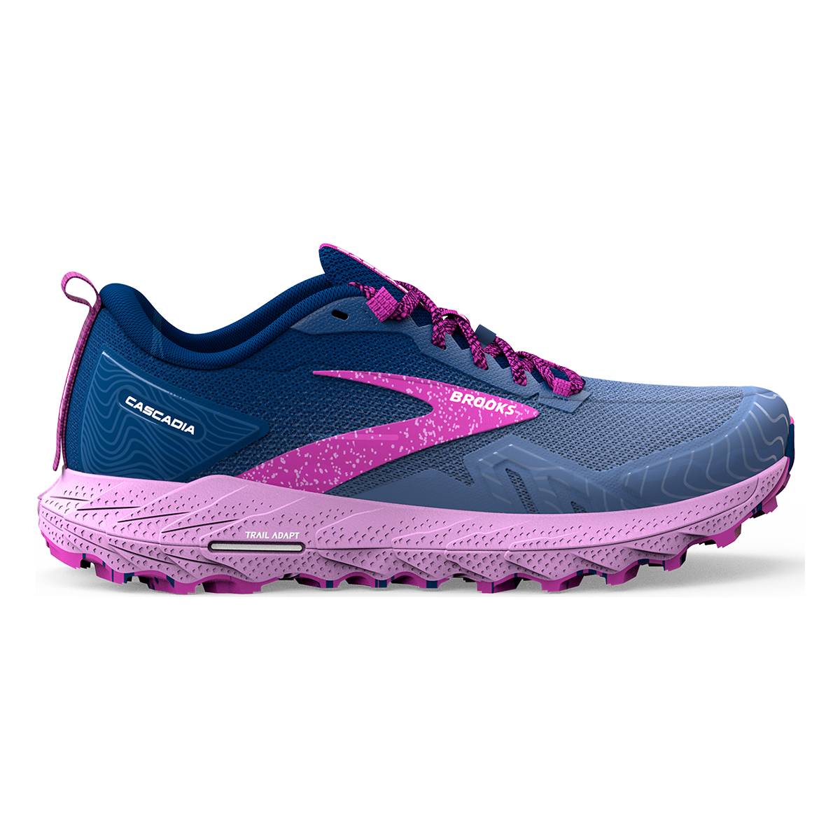 Brooks Cascadia 17 — Navy - Purple - Violet — Size B — Width 8 — Front View