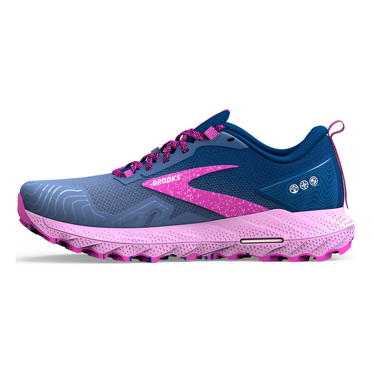 Brooks Cascadia 17 — Navy - Purple - Violet — Size B — Width 8 — Side View