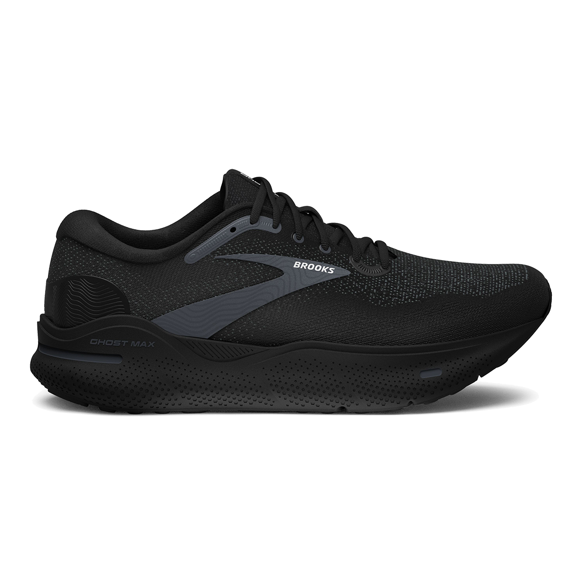 Brooks Ghost Max — Black - Black - Ebony — Size 2E — Width 7.5 — Detail View
