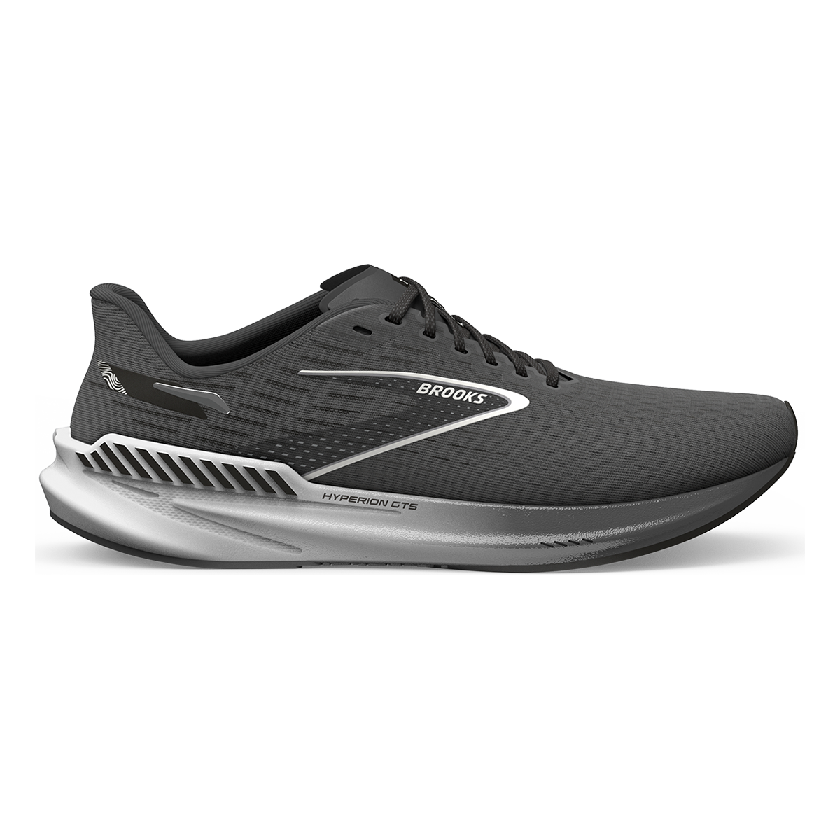 Brooks Hyperion GTS — Gunmetal - Black - White — Size B — Width 5 — Front View