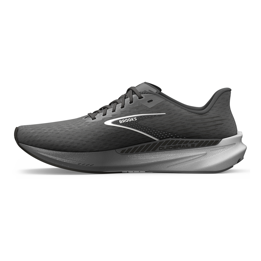 Brooks Hyperion GTS — Gunmetal - Black - White — Size B — Width 5 — Side View