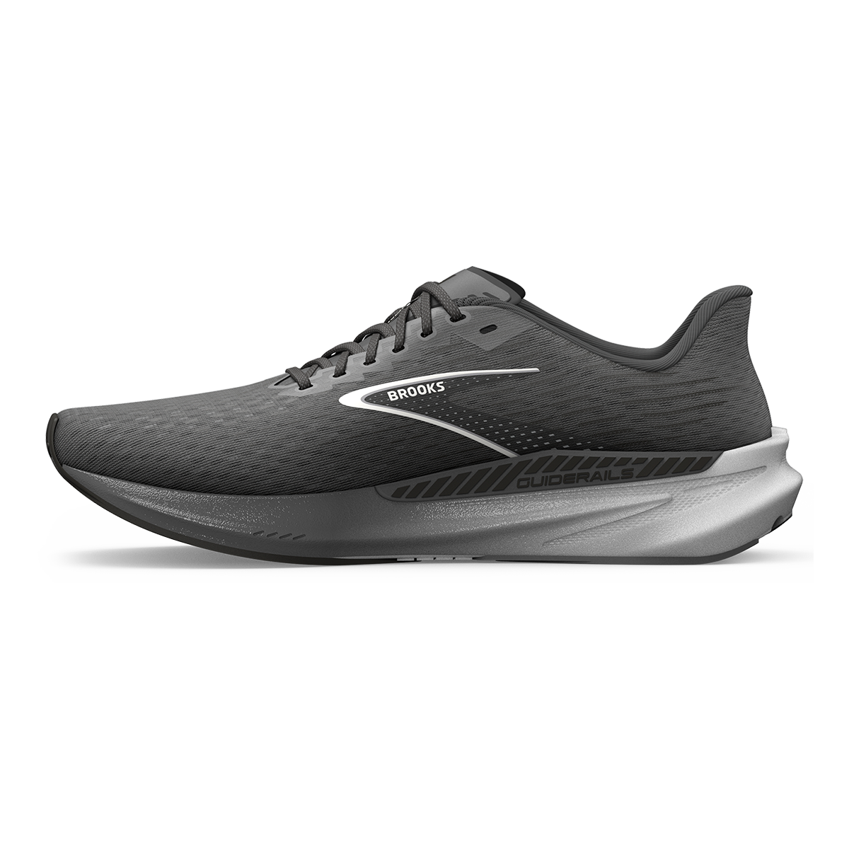 Brooks Hyperion GTS — Gunmetal - Black - White — Size B — Width 5 — Side View