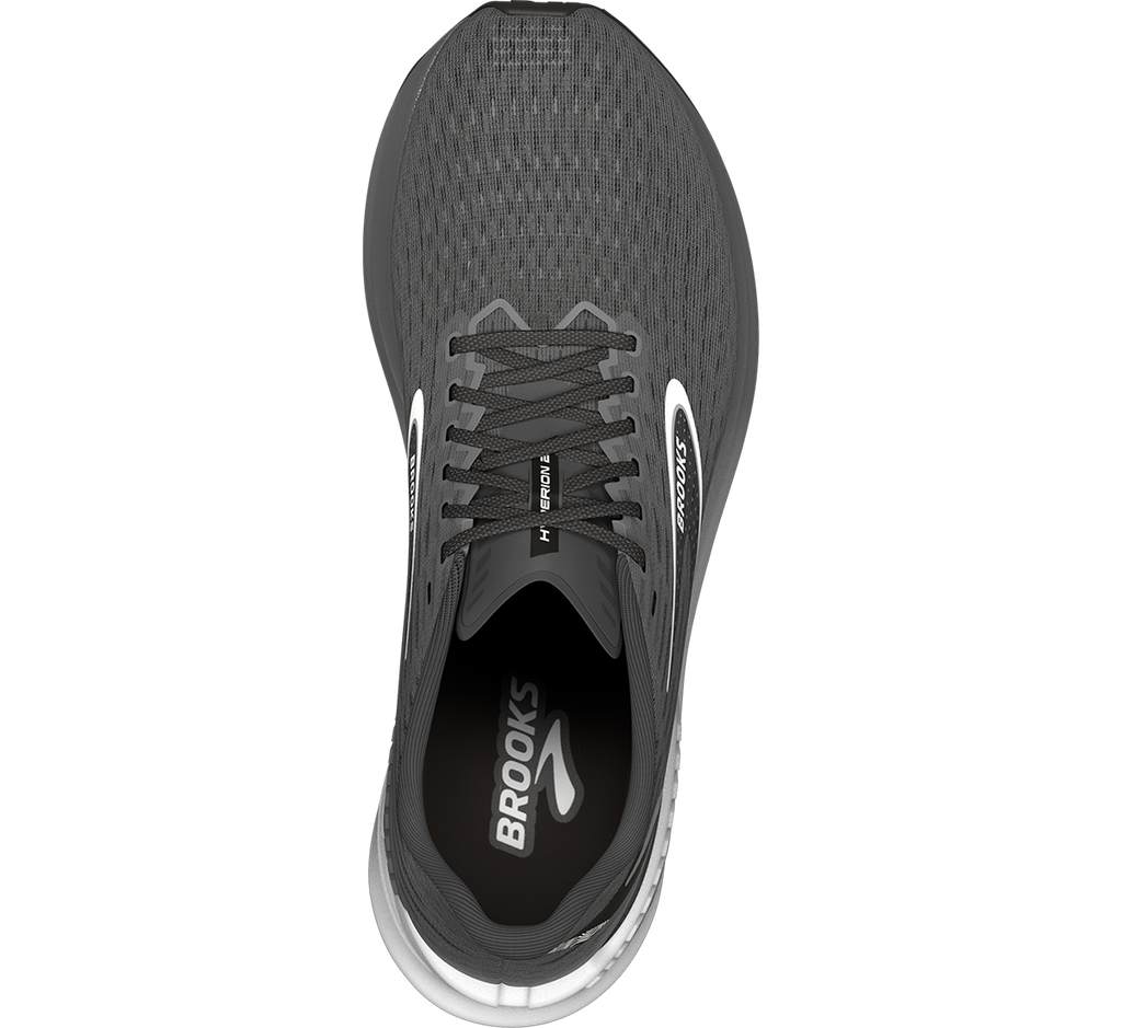 Brooks Hyperion GTS — Gunmetal - Black - White — Size B — Width 5 — Back View