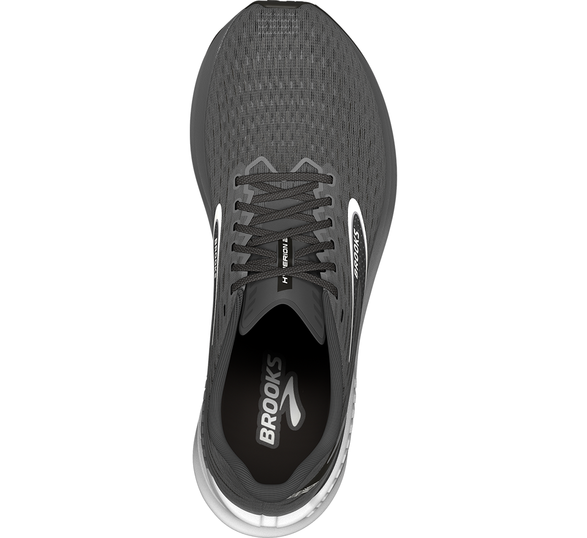 Brooks Hyperion GTS — Gunmetal - Black - White — Size B — Width 5 — Back View