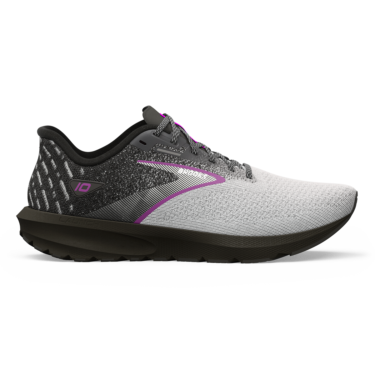 Brooks Launch 10 — Black - Blackened Pearl - Green — Size B — Width 6 — Front View