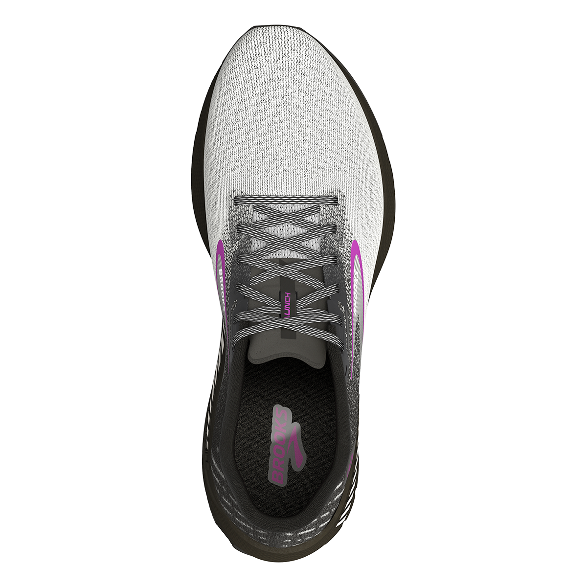 Brooks Launch GTS 10 — Black - White - Violet — Size D — Width 6 — Back View