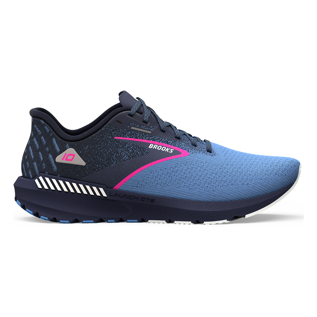 Brooks Launch GTS 10 — Black - White - Violet — Size D — Width 6 — Detail View