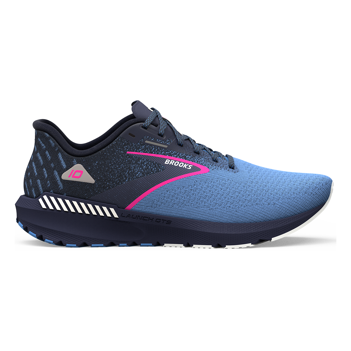 Brooks Launch GTS 10 — Black - White - Violet — Size D — Width 6 — Detail View