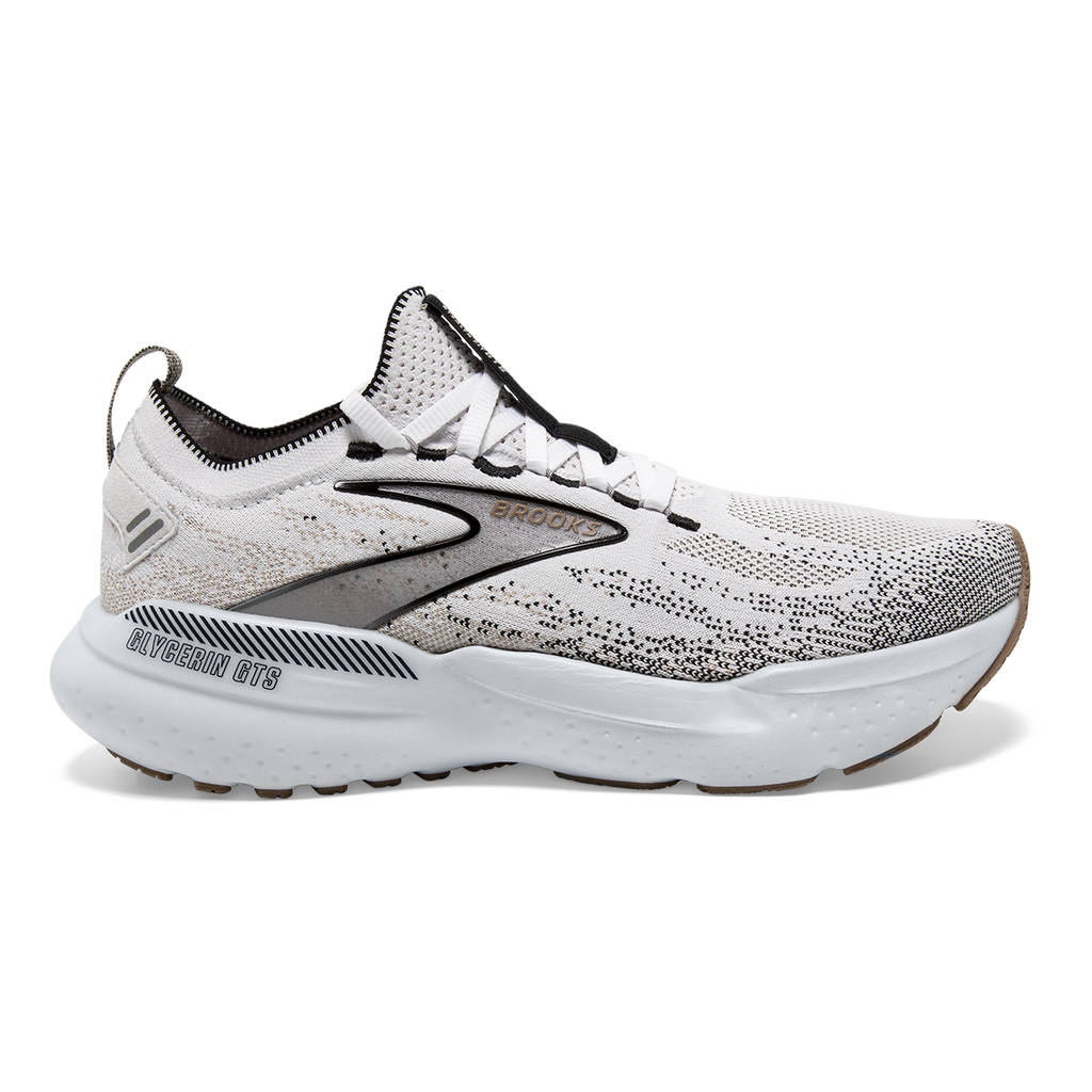Brooks Glycerin StealthFit GTS 21 — White - Grey - Black — Size B — Width 6 — Front View