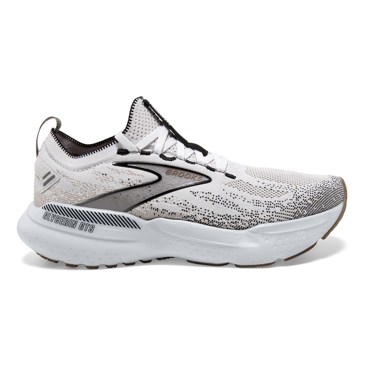 Brooks Glycerin StealthFit GTS 21 — White - Grey - Black — Size B — Width 6 — Front View