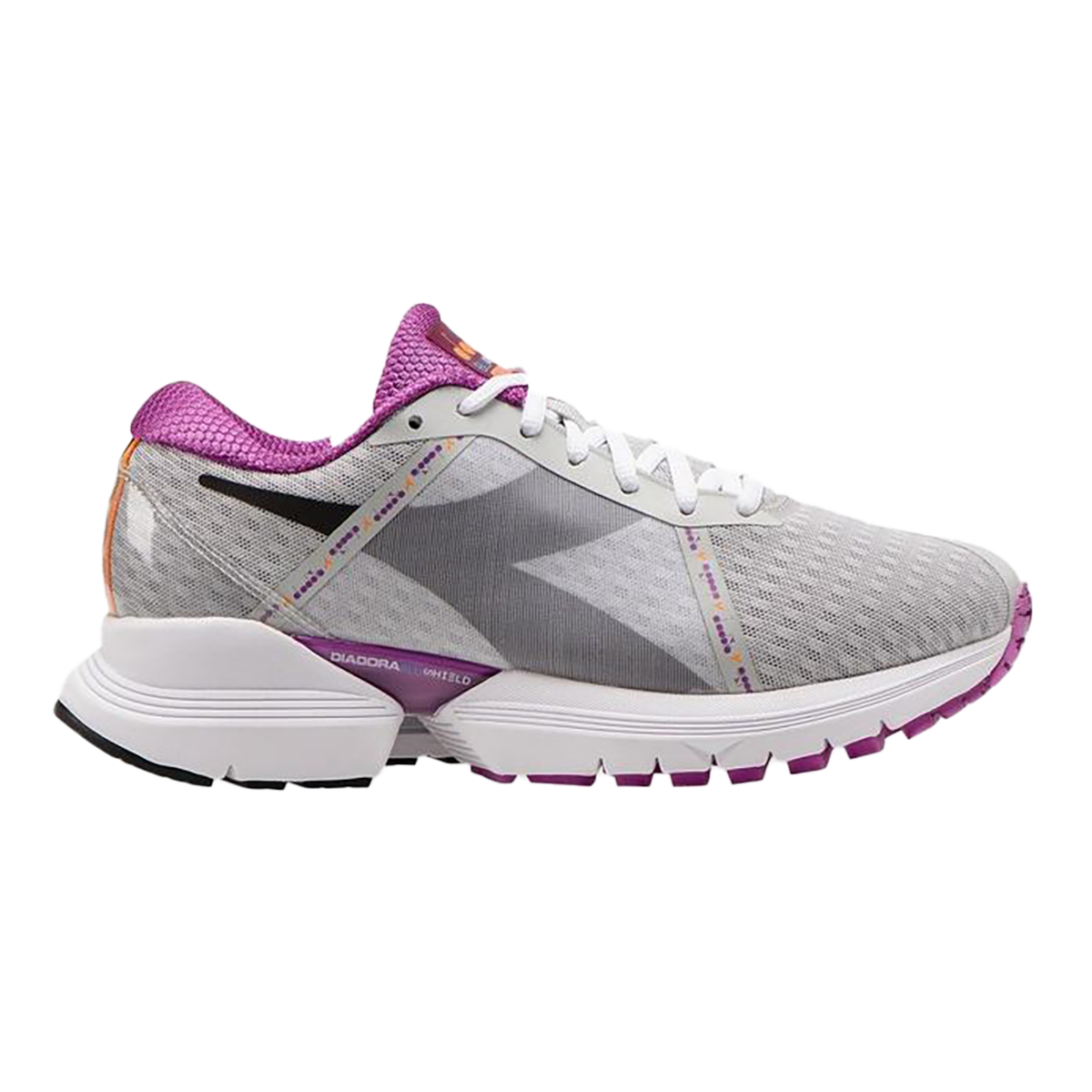 Diadora Mythos Blushield Elite TRX — Silver DD - Hyacinth Violet — Size B — Width 5 — Front View