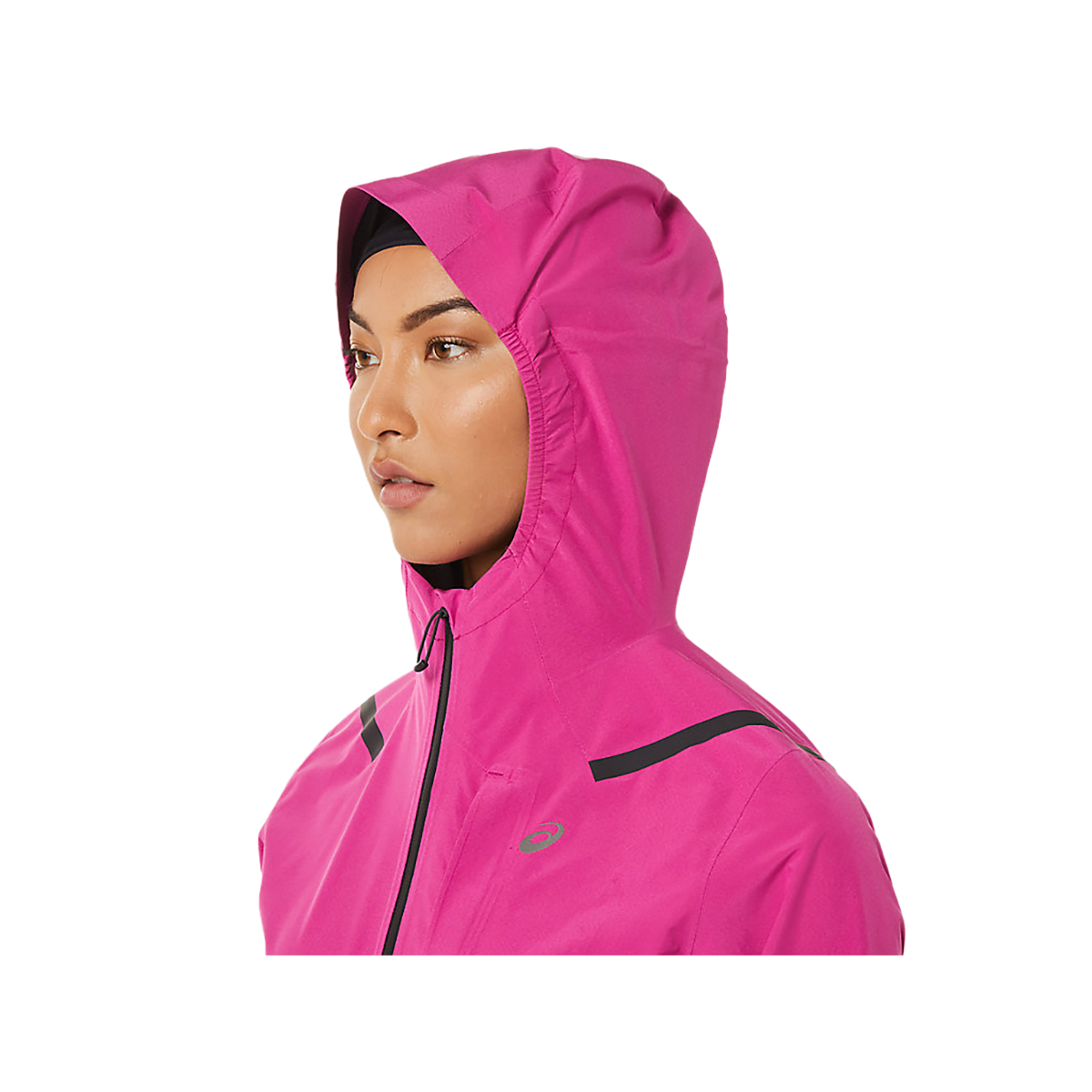 Asics Accelerate Waterproof 2.0 Jacket — Fuchsia Red — Size Small — Top View