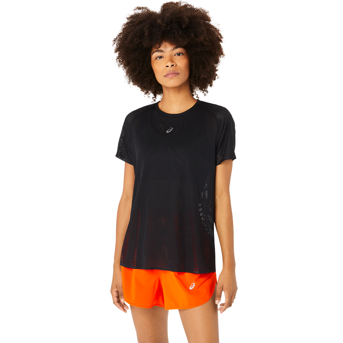 Asics Metarun Shortsleeve Tee — Performance Black — Size XSmall — Front View