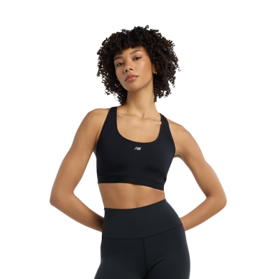 New Balance Essential Run Bra — Bk Black — Size SM1 — Front View