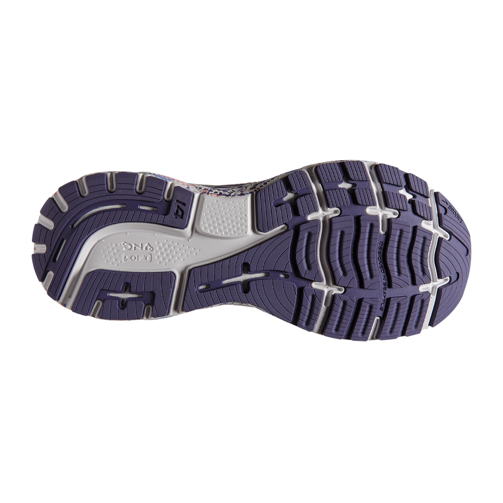 Brooks Ghost 14 Delicate Dyes — Cadet - Thistle - Papaya Punch — Size B — Width 10.5 — Top View