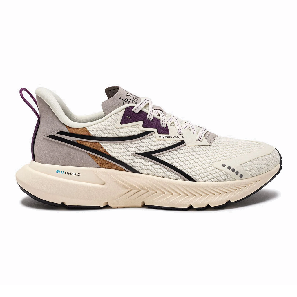 Diadora Mythos Blushield Volo 4 W 2030 — Whisper White - Black - Sunset Purple — Size B — Width 6 — Front View