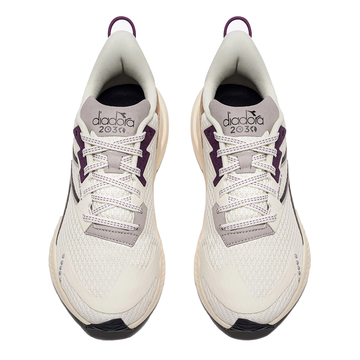 Diadora Mythos Blushield Volo 4 W 2030 — Whisper White - Black - Sunset Purple — Size B — Width 6 — Back View