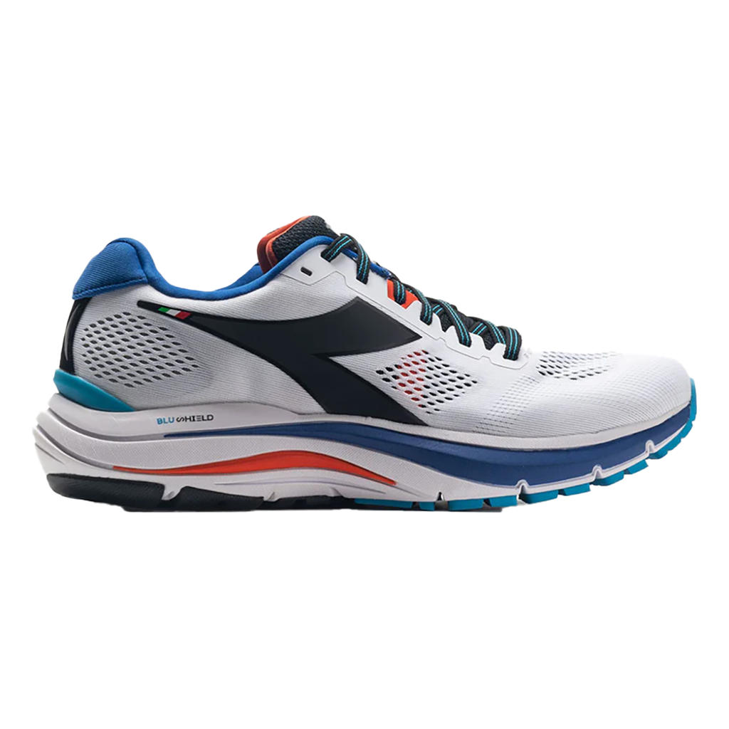 Diadora Mythos Blushield 7 Vortice — White - Black - Vermillion Orange — Size D — Width 9.5 — Alternate View 13