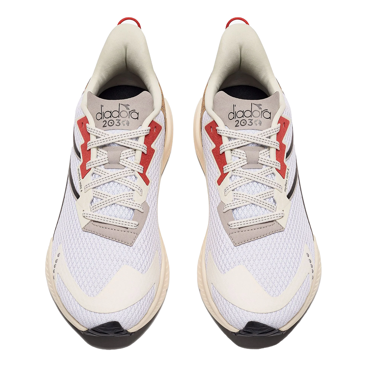Diadora Mythos Blushield Volo 4 W 2030 — White - Black - Cayenne — Size D — Width 8.5 — Lifestyle View