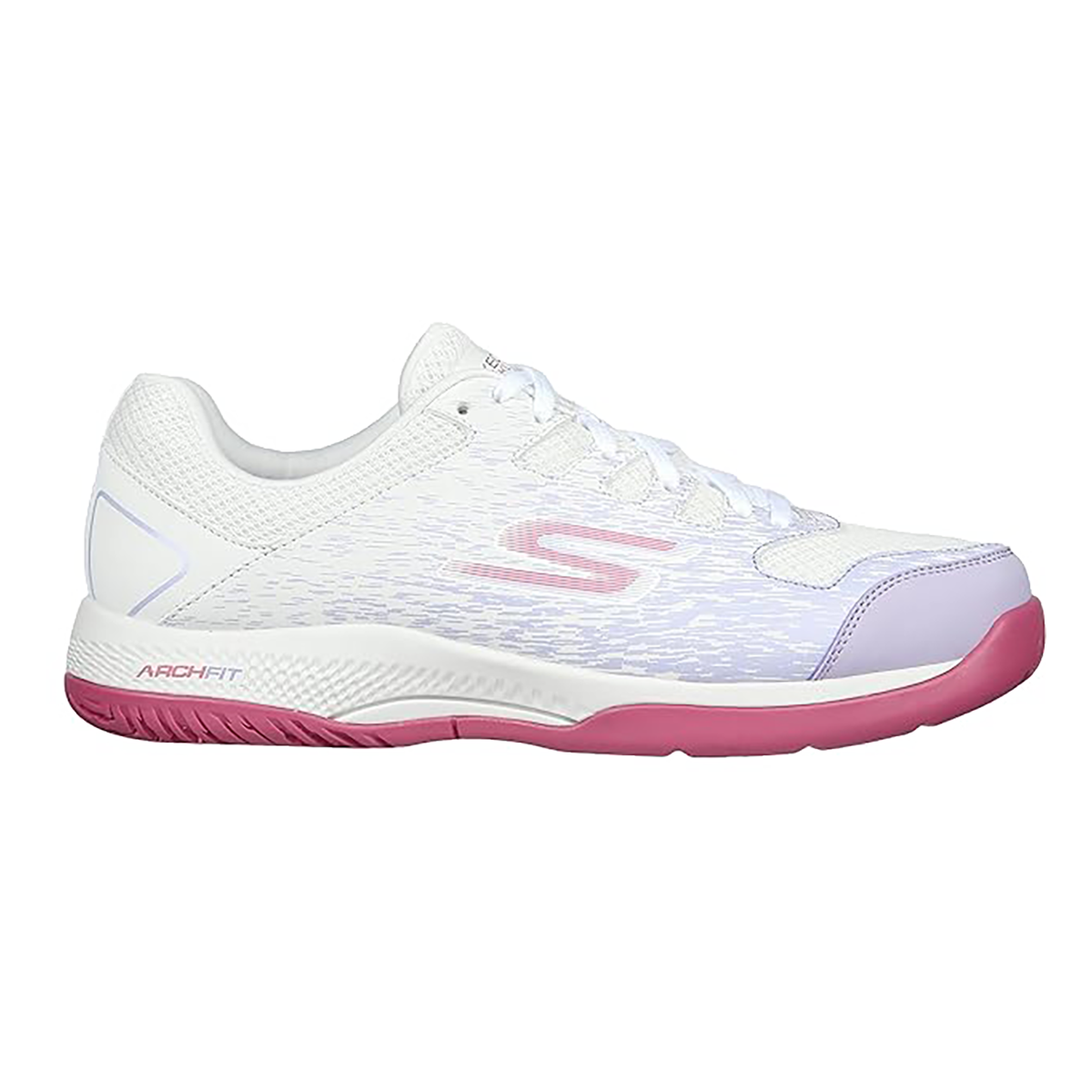 Skechers Viper Court — Grey - Purple — Size B — Width 6.5 — Top View