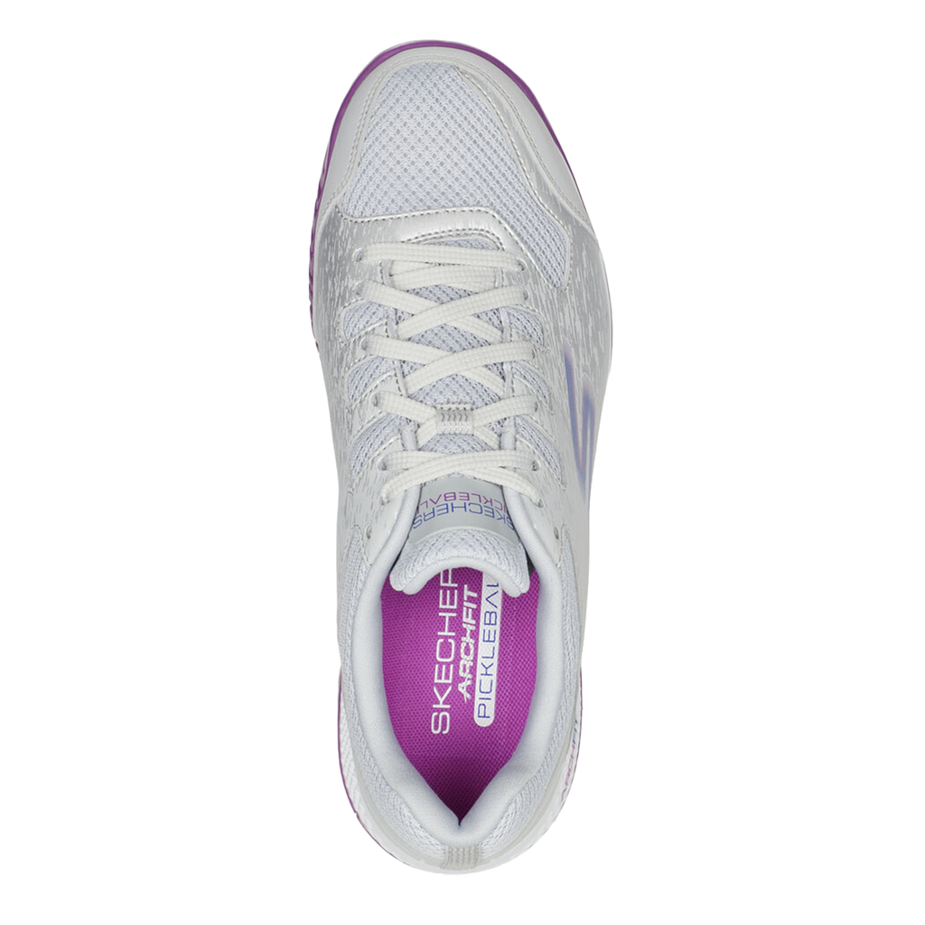 Skechers Viper Court — Grey - Purple — Size B — Width 6.5 — Lifestyle View