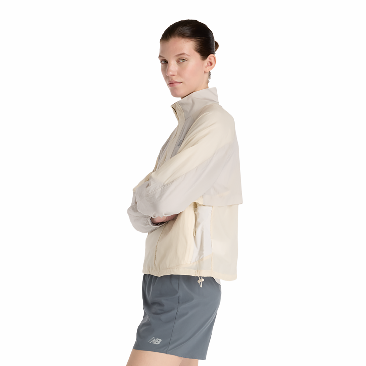 New Balance Better Run Water Resistant Jacket — Linen — Size Large — Side View