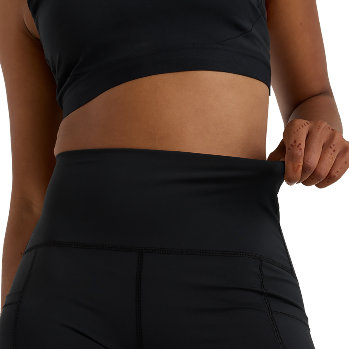 New Balance Sleek Pocket High Rise Short 6 — Bk Black — Size XSmall — Detail View