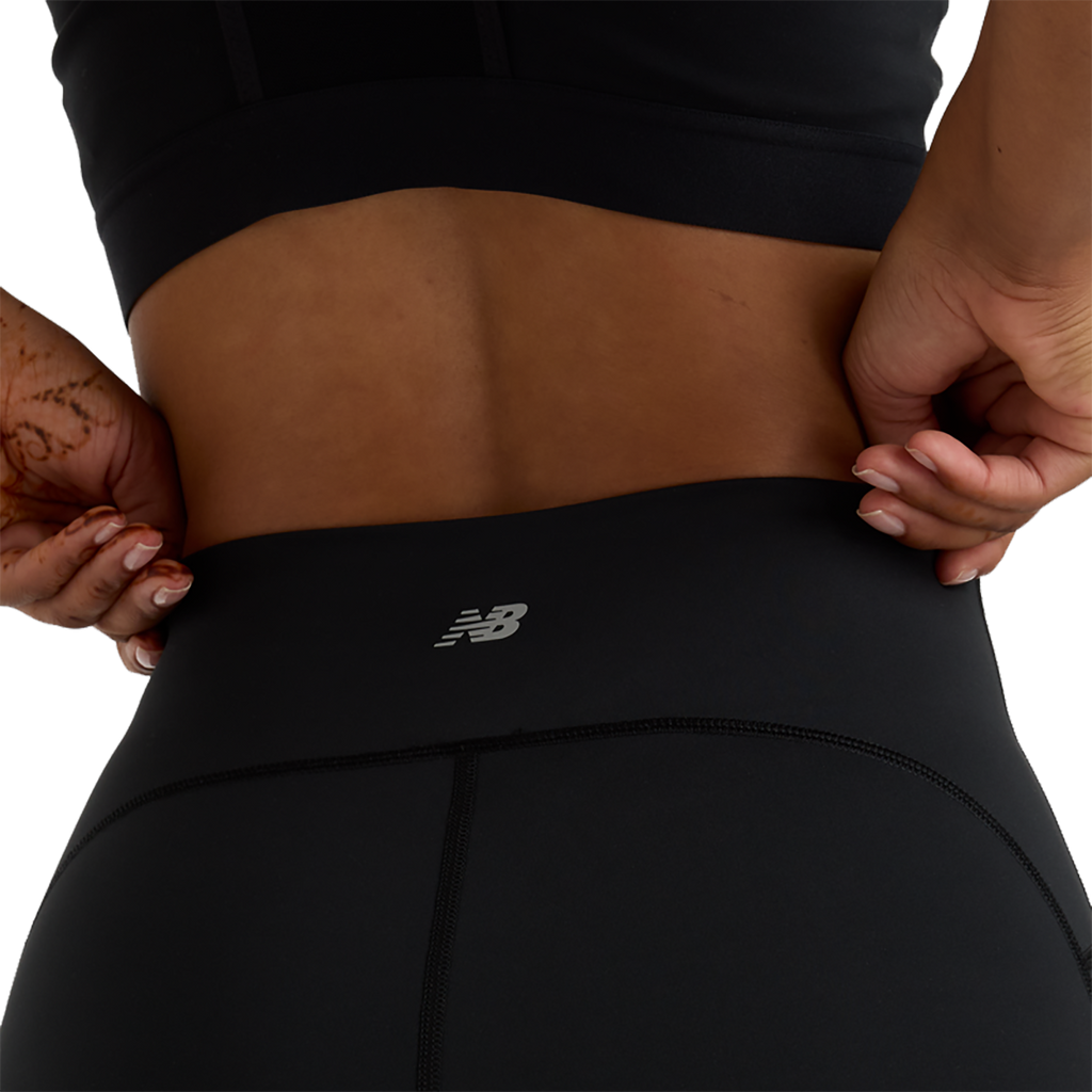 New Balance Sleek Pocket High Rise Short 6 — Bk Black — Size XSmall — Lifestyle View