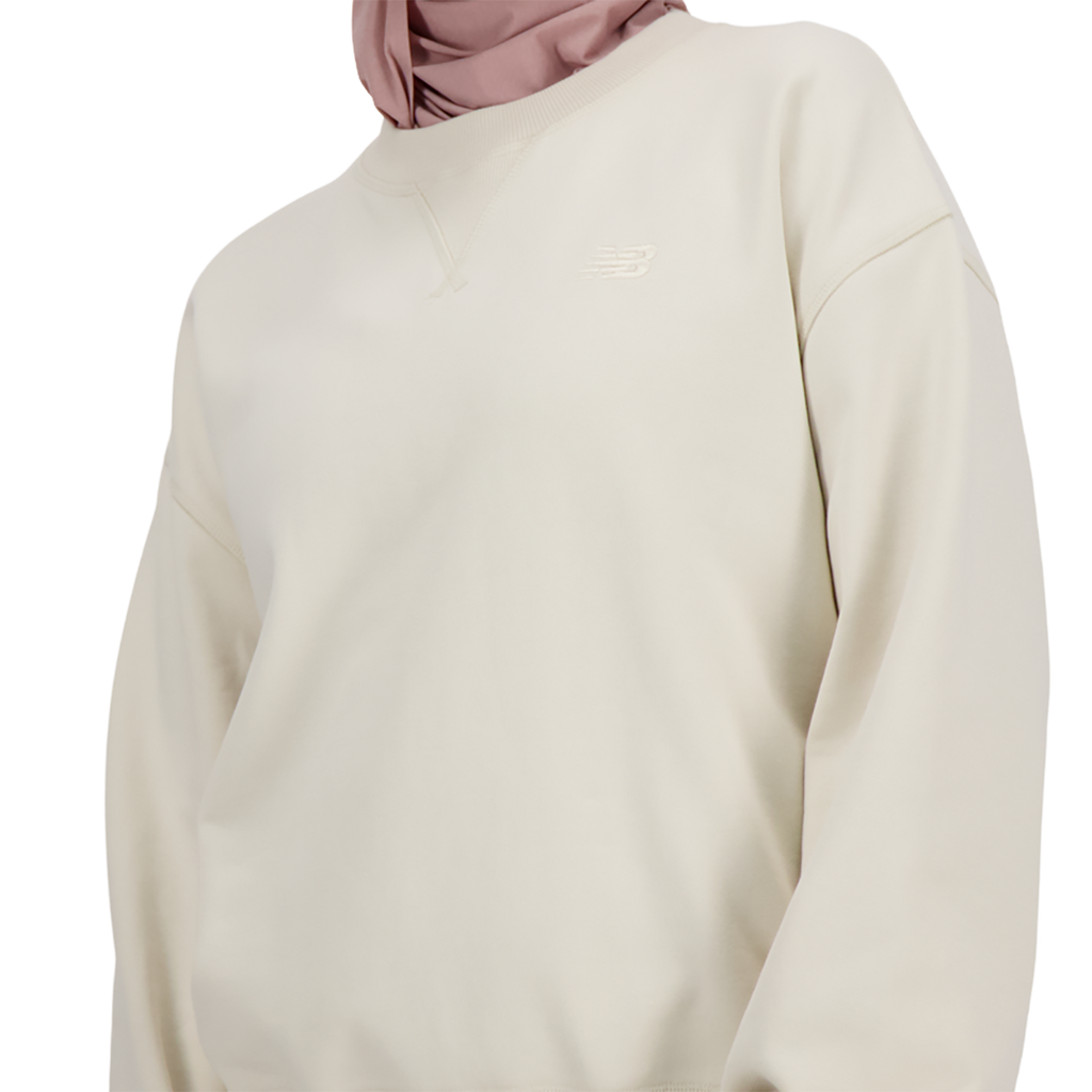 New Balance Athletics French Terry Crew — Linen — Size Large — Top View