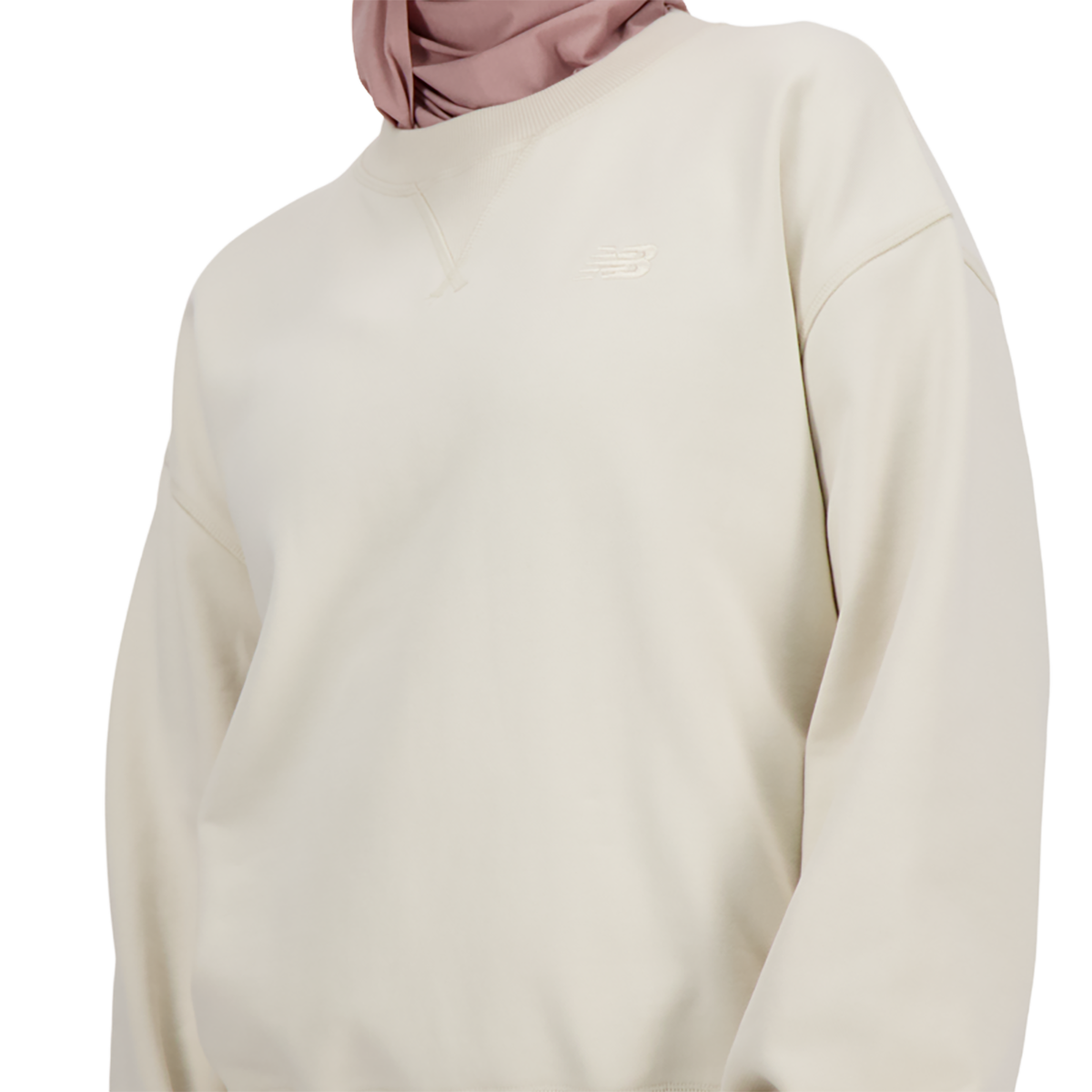 New Balance Athletics French Terry Crew — Linen — Size Large — Top View