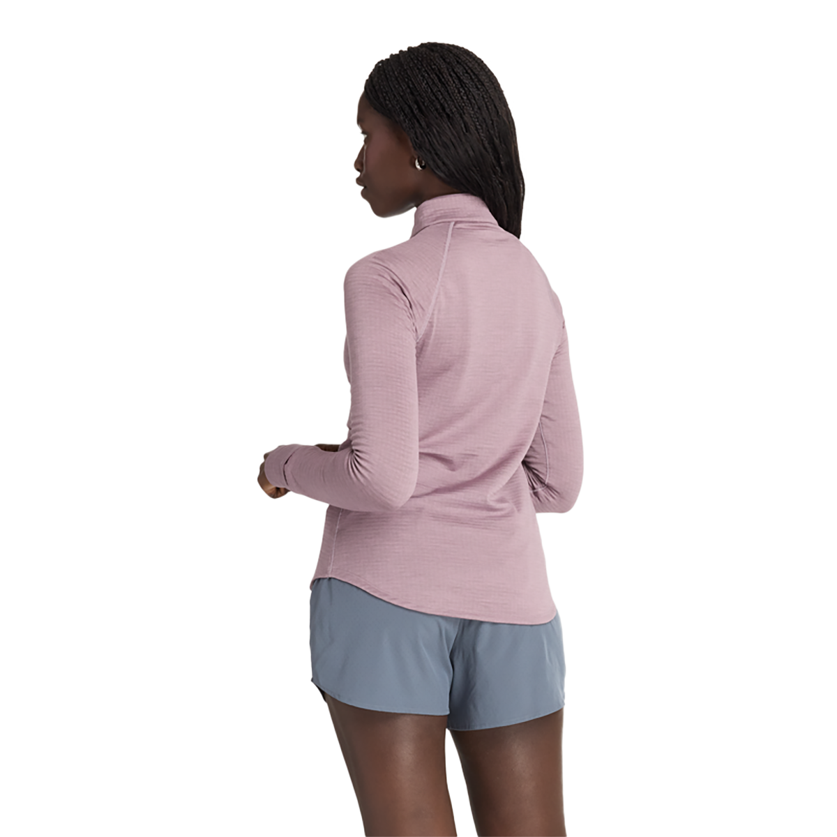 New Balance Athletics Heat Grid Half Zip — Ice Wine Heather — Size Large — Back View