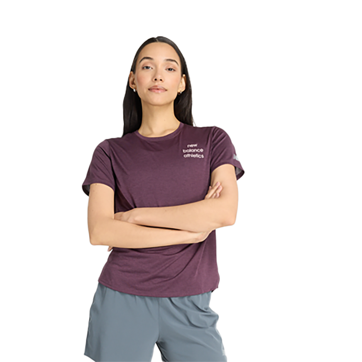 New Balance Athletics Graphic T-Shirt — Plum Brown Heather — Size Large — Side View