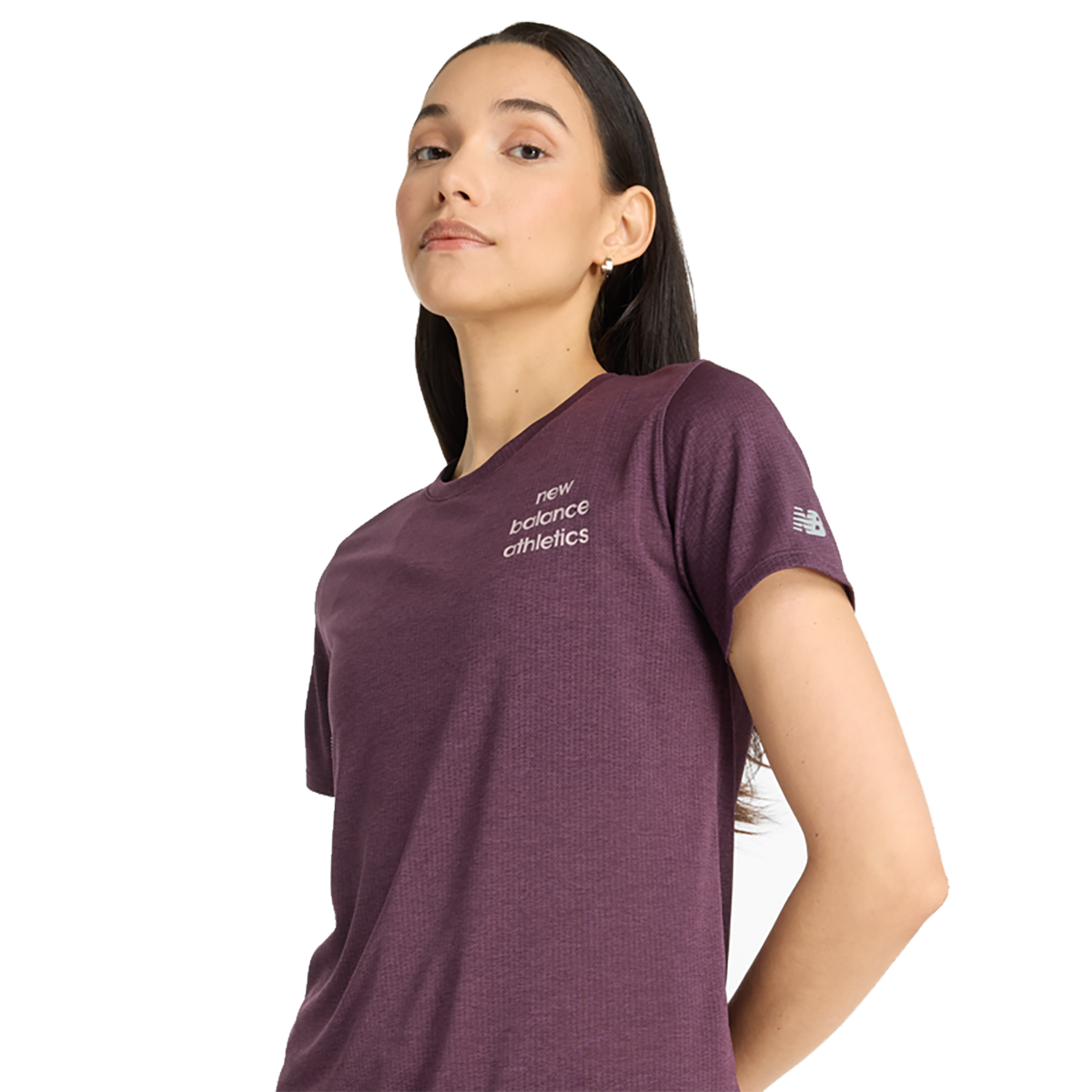New Balance Athletics Graphic T-Shirt — Plum Brown Heather — Size Large — Top View