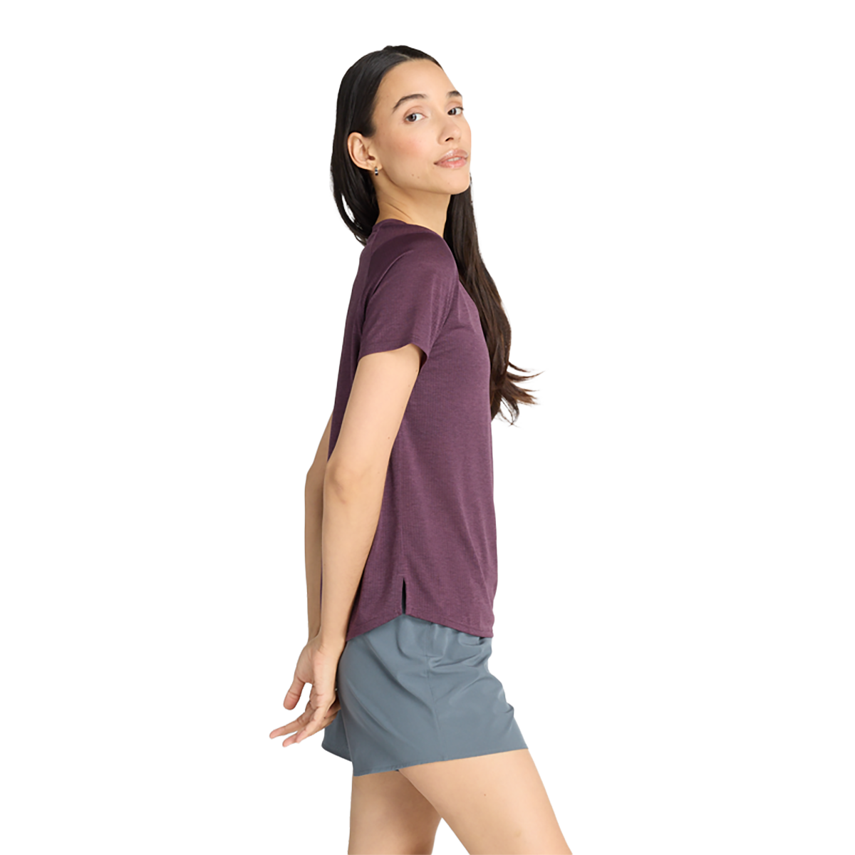 New Balance Athletics Graphic T-Shirt — Plum Brown Heather — Size Large — Back View